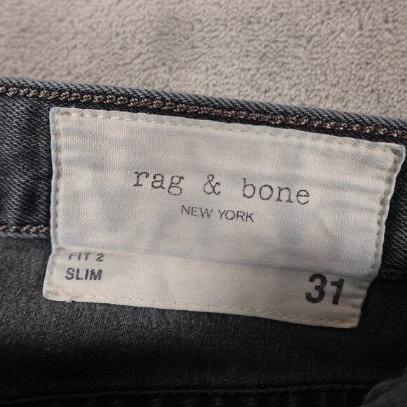 Rag and Bone jeans Slim men's 31 gray denim distressed button fly - Picture 4 of 12